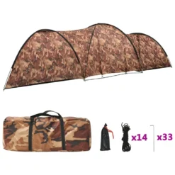 VIDAXL Camping Igloo Tent 650x240x190cm 8 Person Camouflage -Nordsmin Shop vidaxl camping igloo tent 650x240x190cm 8 person camouflage 2